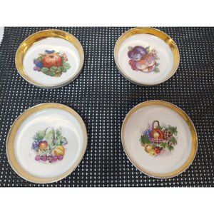 Vintage Drink Coaster with gold trim-Foreign Label Fruit Design